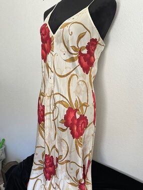 Vintage Floral Silk Slip Dress